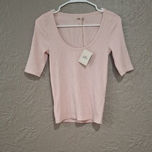 NEW.Faherty Pink Fitted 3/4 Sleeve Blouse Size S